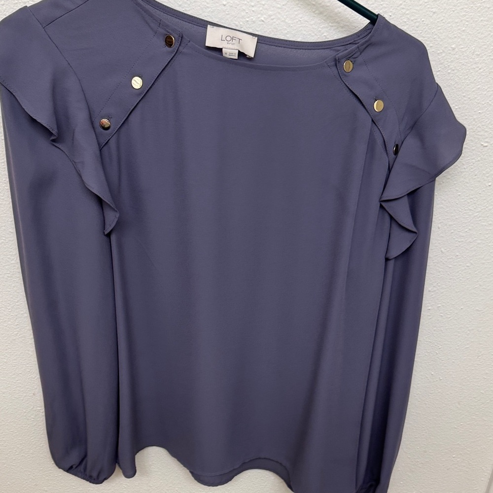 LOFT Women's Lavender Blouse with Ruffle Accents